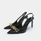 Tacones Metálicos Elegantes con Cadena de Estilo Moderno