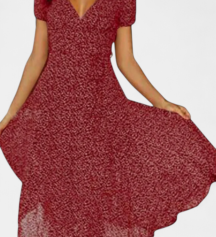 Nuria Vestido Midi Casual con Elegante Escote en V