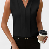 Nele Blusa Sin Mangas de Corte Fluido con Elegante Escote en V