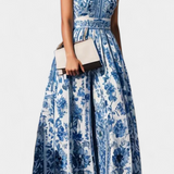 Vestido A-Line con Estampado Floral y Cuello Solapa Shante