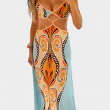 Sytella Vestido con Estampado Abstracto y Espalda Descubierta - Elegancia y Estilo en un Solo Look