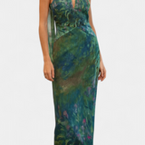 Vestido de Chiffon Moana con Estampado Inspirado en Monet - Elegancia y Estilo Acuarela