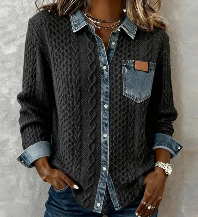 Simone Camisa Patchwork de Denim