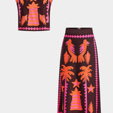 Conjunto de Top y Falda Recortada Sloan con Diseño de Palma de Coco para un Estilo Tropical y Refrescante