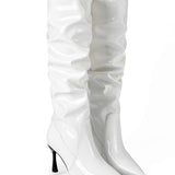 Elegantes Botas de Cuero Sintético con Pliegues y Punta Afilada para un Estilo Sofisticado