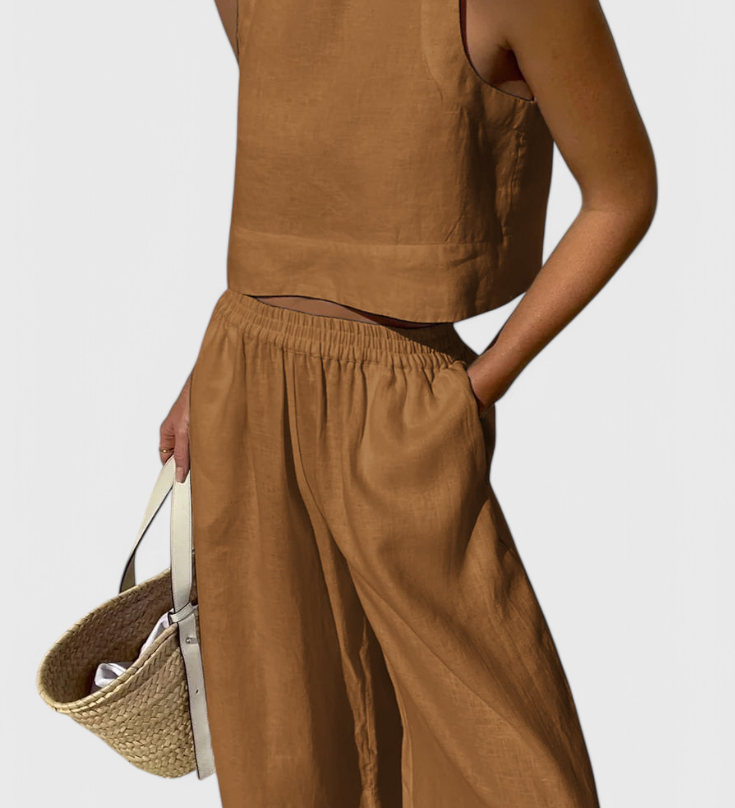 Avelina Conjunto Minimalista de Algodón y Lino Ligero para un Estilo Sofisticado