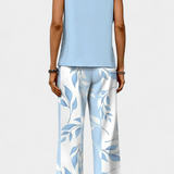 Conjunto Boho Elegante Sin Mangas de Martina con Pantalón Recto Estampado para un estilo sofisticado