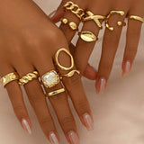 Anillo Abierto Geométrico de Metal Con Estilo Moderno