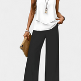 Conjunto Boho Elegante Sin Mangas de Martina con Pantalón Recto Estampado para un estilo sofisticado