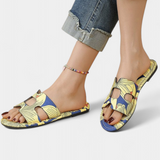 Sandalias Berenice Planas Multicolores con Estampado Tropical para un look vibrante y fresco
