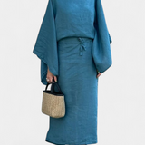 Kamilia Elegante Vestido Kimono de Lino y Algodón con Cinturón para un Estilo Confortable y Sofisticado