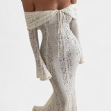 Elegante vestido maxi off-shoulder de encaje Rosalie para un estilo sofisticado
