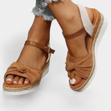 Sandalias Loura de Lona con Lazada y Plataforma Casual - Comodidad y Estilo en Cada Paso