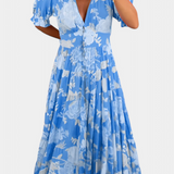 Lina Vestido Floral Elegante con Escote en V para un Look Confortable y Sofisticado