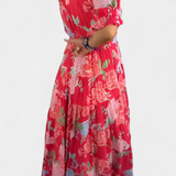 Lina Vestido Floral Elegante con Escote en V para un Look Confortable y Sofisticado