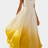 Elegante vestido maxi halter plisado Starla con detalles de perlas perfectos para ocasiones especiales