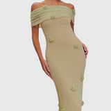 Barbara Vestido Maxi de Punto Off-Shoulder Elegante y Confortable