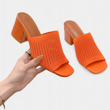 Sandalias de Tacón Christy con Malla Transpirable y Elegante Diseño Cuadrado