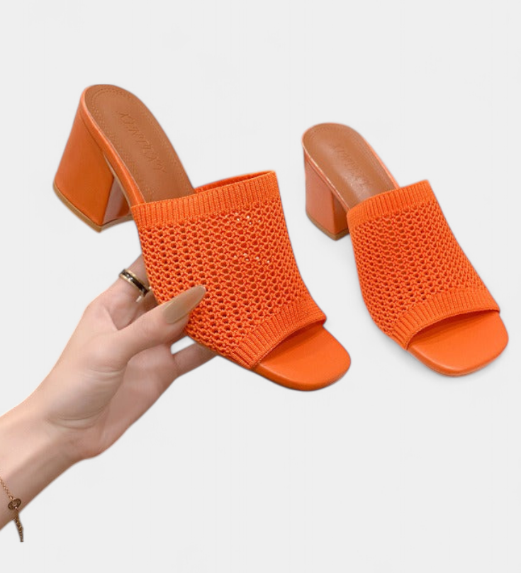 Sandalias de Tacón Christy con Malla Transpirable y Elegante Diseño Cuadrado