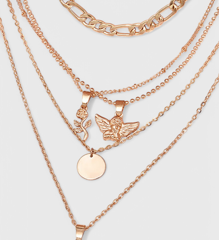 Elegante collar con diseño de Rosa y Ángel para un estilo único