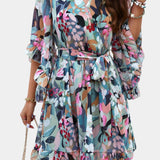 Besa Vestido Mini Floral Impreso con Silueta Elegante y Fluida