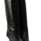 Elegantes botas de tacón alto de cuero sintético de cocodrilo con punta afilada