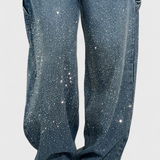 Dariya Jeans Cargo Balloon con Brillo y Elegantes Apliques de Pedrería