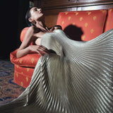 Andreia Vestido Sin Mangas de Corte A con Elegantes Pliegues