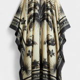 Guadalupe Vestido Kaftán Oversized con Diseño de Flamencos y Palmeras para un Estilo Acogedor y Sofisticado