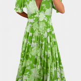 Lina Vestido Floral Elegante con Escote en V para un Look Confortable y Sofisticado