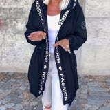Abrigo casual con capucha y cordón con estampado de letras