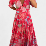 Lina Vestido Floral Elegante con Escote en V para un Look Confortable y Sofisticado