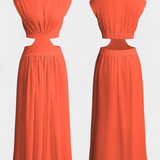 Elegante Conjunto Largo Jocelyn con Escote Alto y Detalle de Abertura Lateral para un look Minimalista y Sofisticado