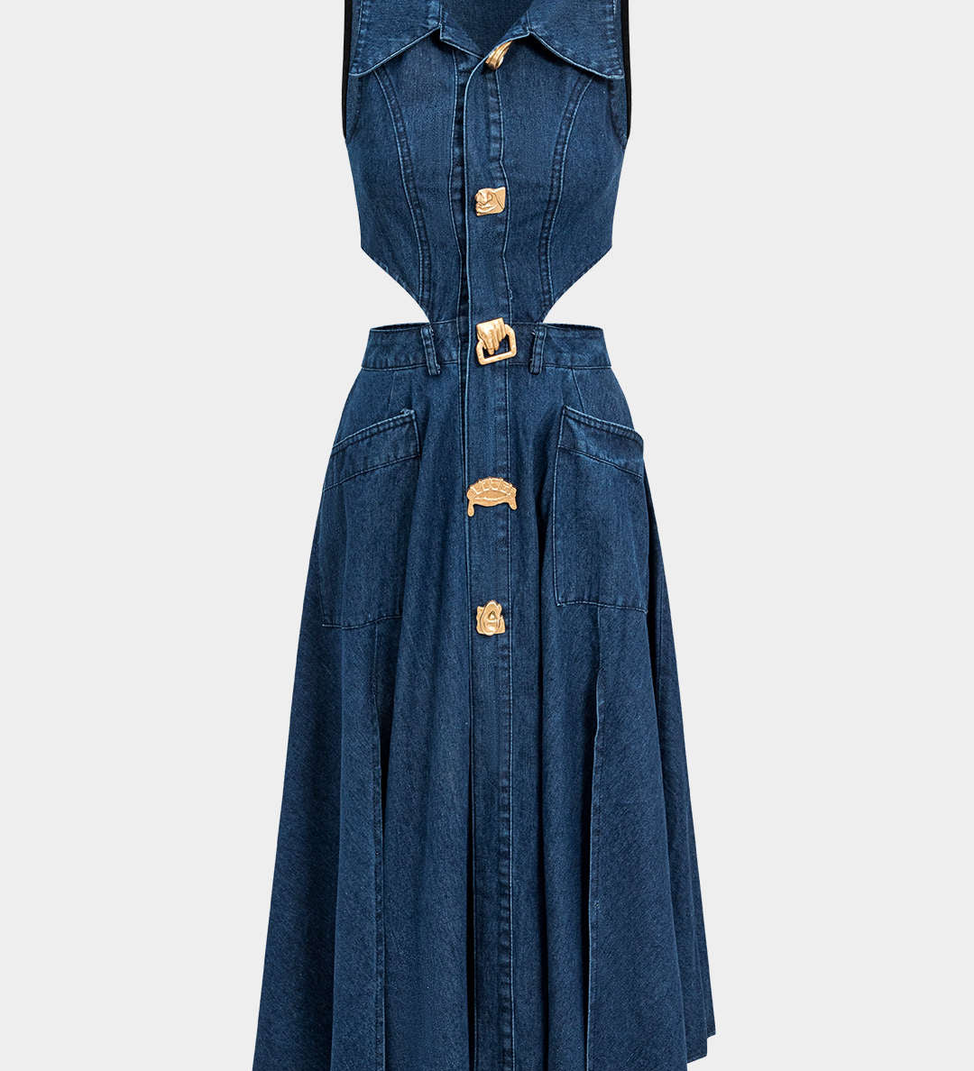 Vestido de Mezclilla Sin Mangas Alia con Diseño Moderno Elegante