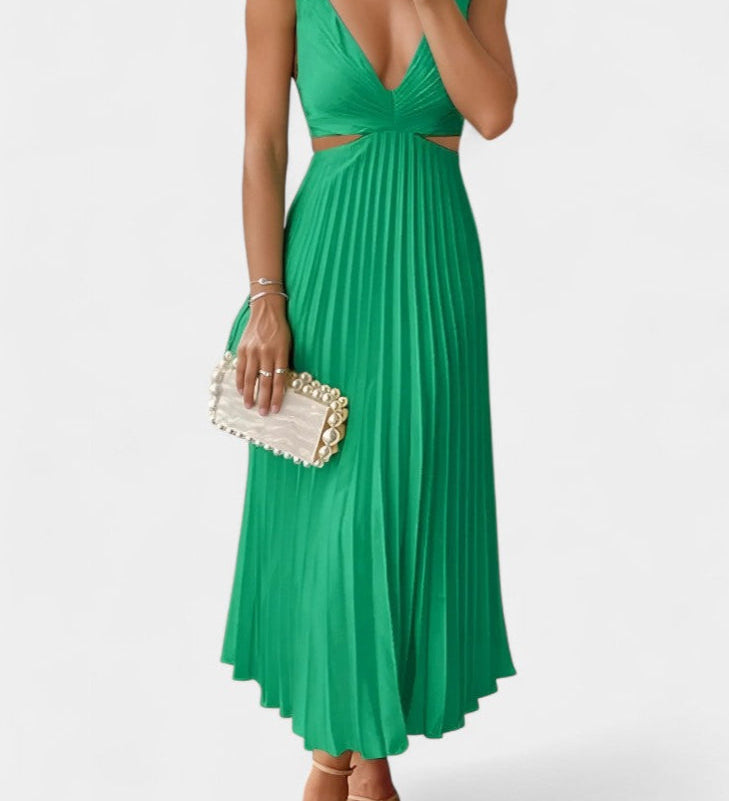 Vestido sin mangas Selena con plisado, corte lateral y elegante detalle torcido