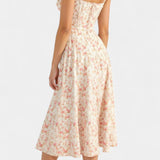 Elegante vestido midi en línea A con corsé para un estilo sofisticado