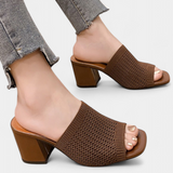 Sandalias de Tacón Christy con Malla Transpirable y Elegante Diseño Cuadrado