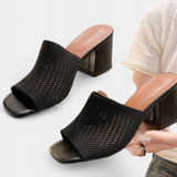 Sandalias de Tacón Christy con Malla Transpirable y Elegante Diseño Cuadrado