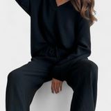 Conjunto de Algodón de 2 Piezas con Elegante Escote en V