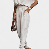 Elegante Blusa Solene Mono Casual con Hombros Descubiertos y Escote en V