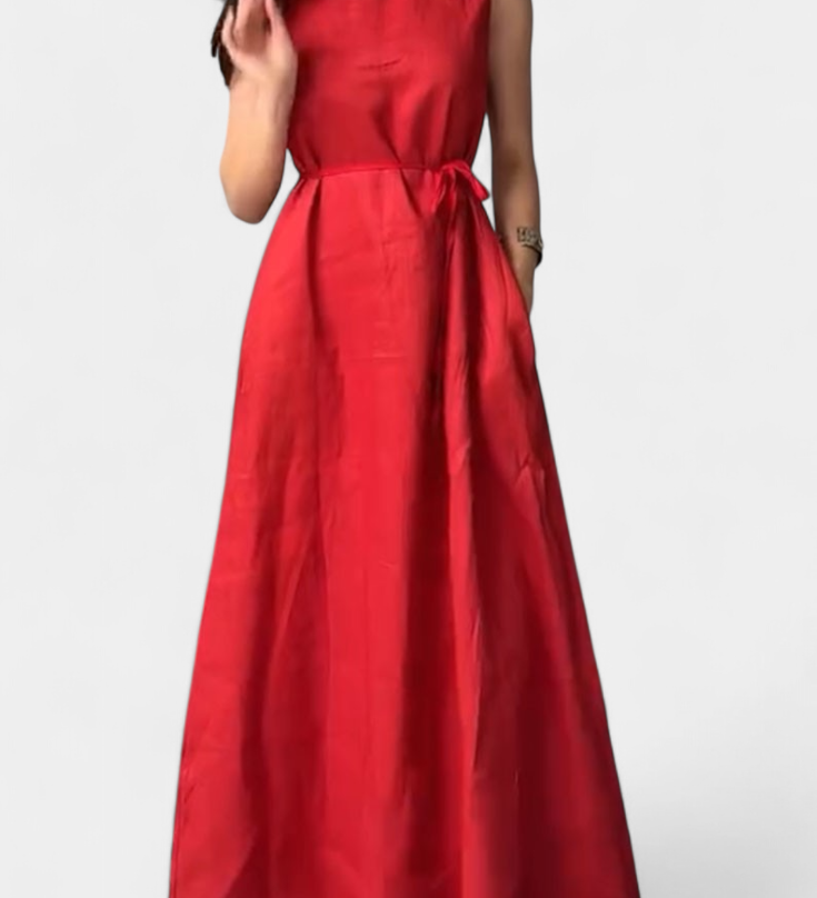 Vestido Suave sin Mangas Rosetta con Lazo Ajustable para un Look Elegante y Confortable