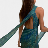 Vestido de Chiffon Moana con Estampado Inspirado en Monet - Elegancia y Estilo Acuarela