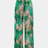 Inna Pantalones Rectos de Cintura Alta con Elegante Estampado de Mármol