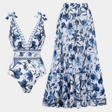 Conjunto de Traje de Baño de Una Pieza con Diseño Floral Ahria