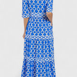 Casilda – Elegante Vestido Midi con Estampado de Cadenas para un Estilo Sofisticado