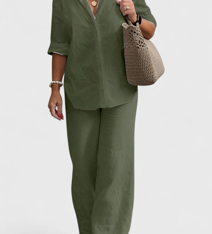 Conjunto de Dos Piezas en Lino y Algodón Skye con Estilo Relajado y Confortable