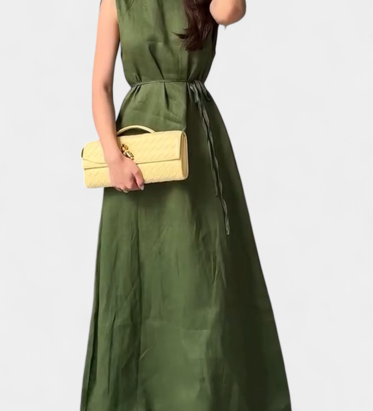 Vestido Suave sin Mangas Rosetta con Lazo Ajustable para un Look Elegante y Confortable