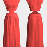 Elegante Conjunto Largo Jocelyn con Escote Alto y Detalle de Abertura Lateral para un look Minimalista y Sofisticado