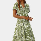 Rovena Vestido Midi de Lunares con Cuello Camisero y Cintura Ajustable - Elegancia y Comodidad para Cualquier Ocasión