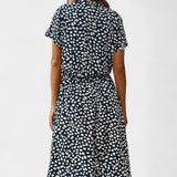 Rovena Vestido Midi de Lunares con Cuello Camisero y Cintura Ajustable - Elegancia y Comodidad para Cualquier Ocasión